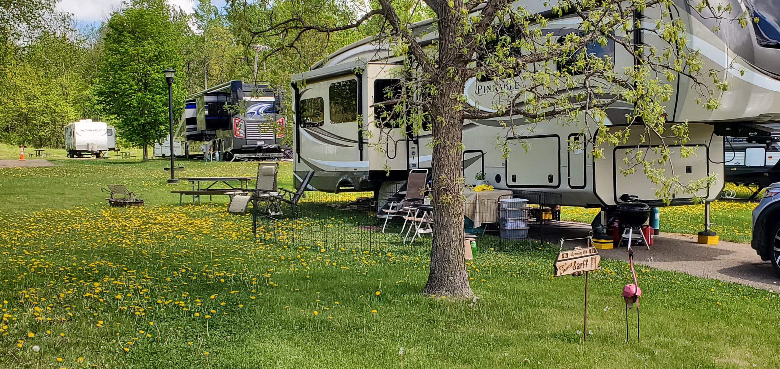 Homer the RV during Minnesota spring