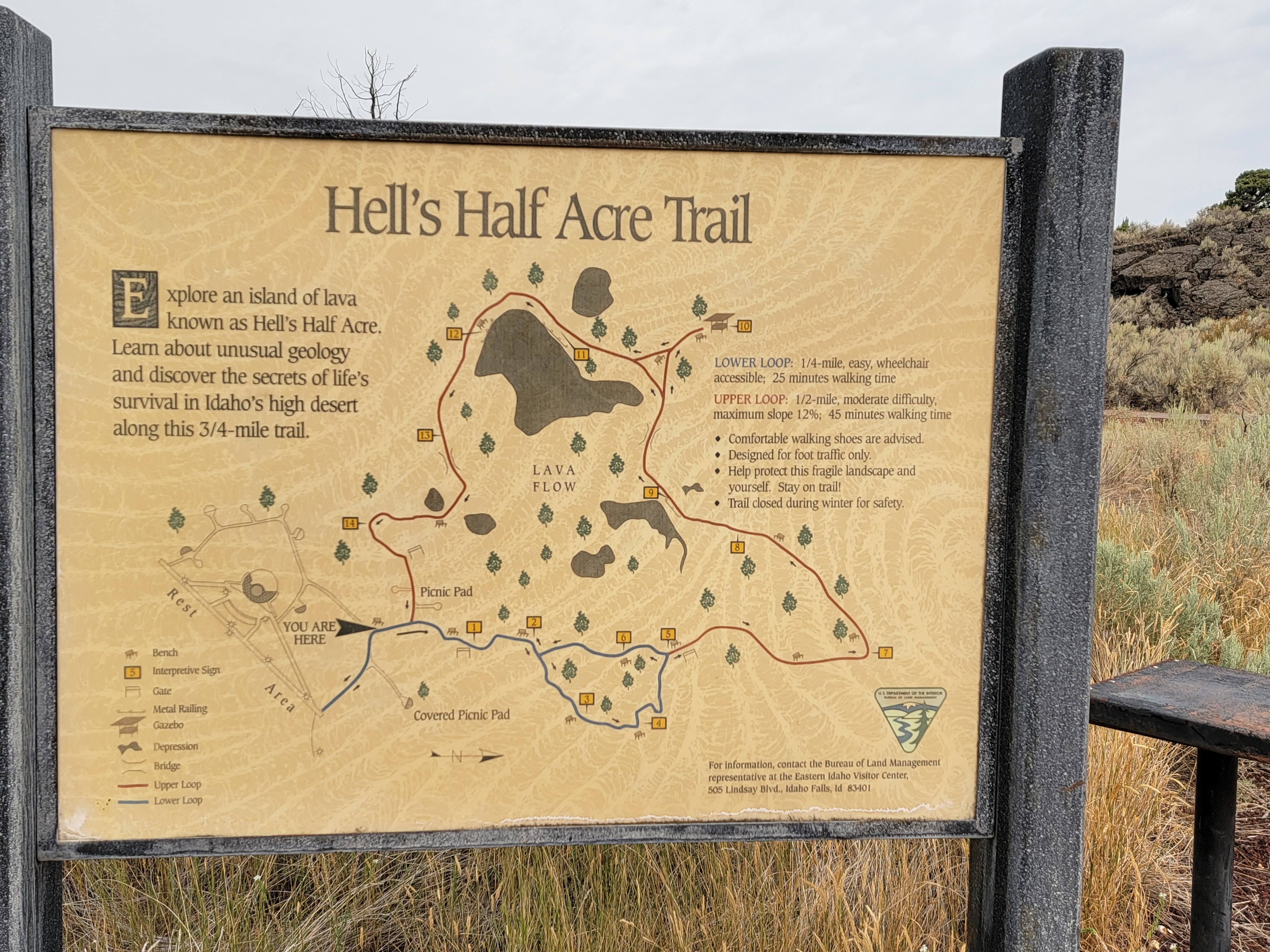 Idaho Hell's Half Acre Trail sign