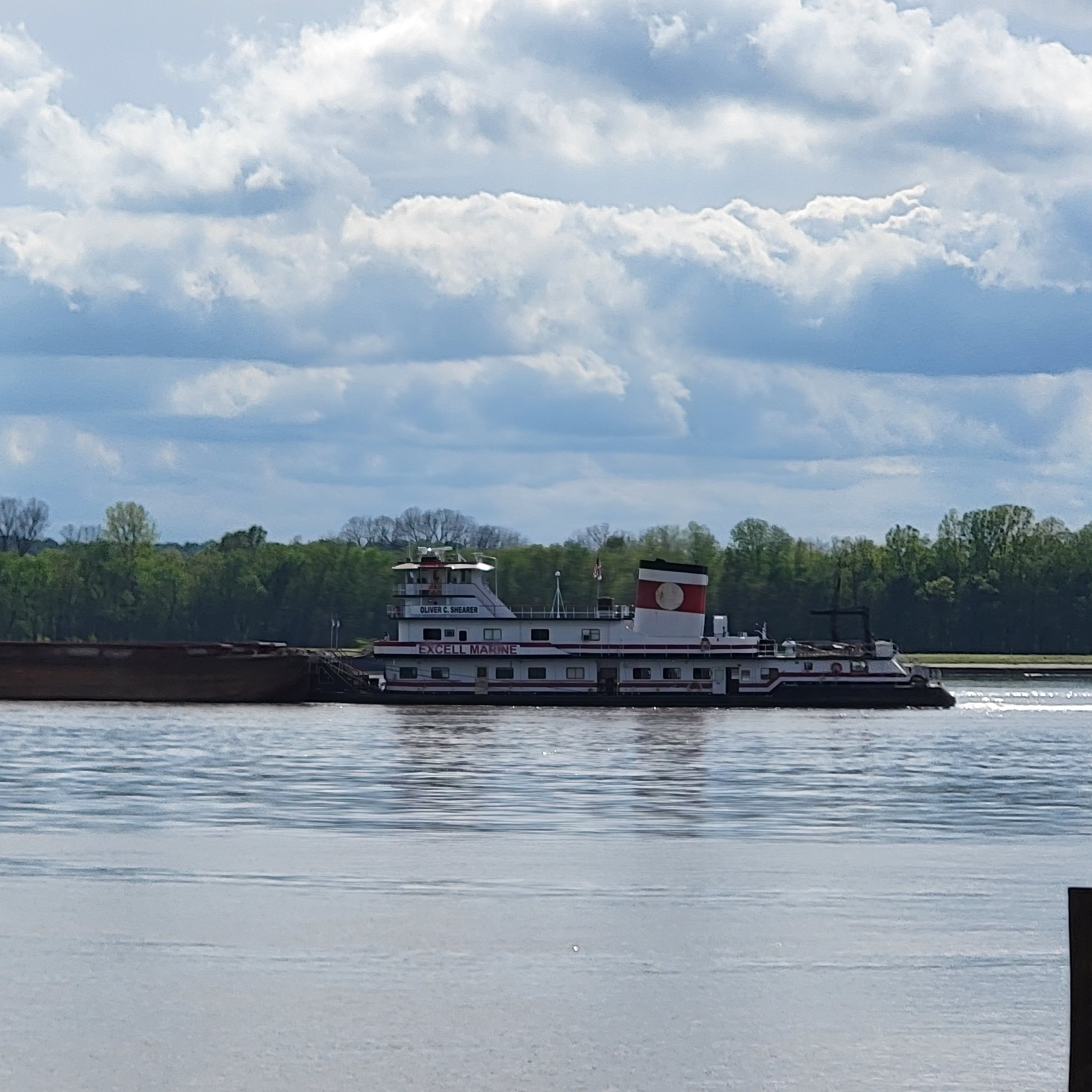 Birdsville Kentucky barge traffic in the background of the campground