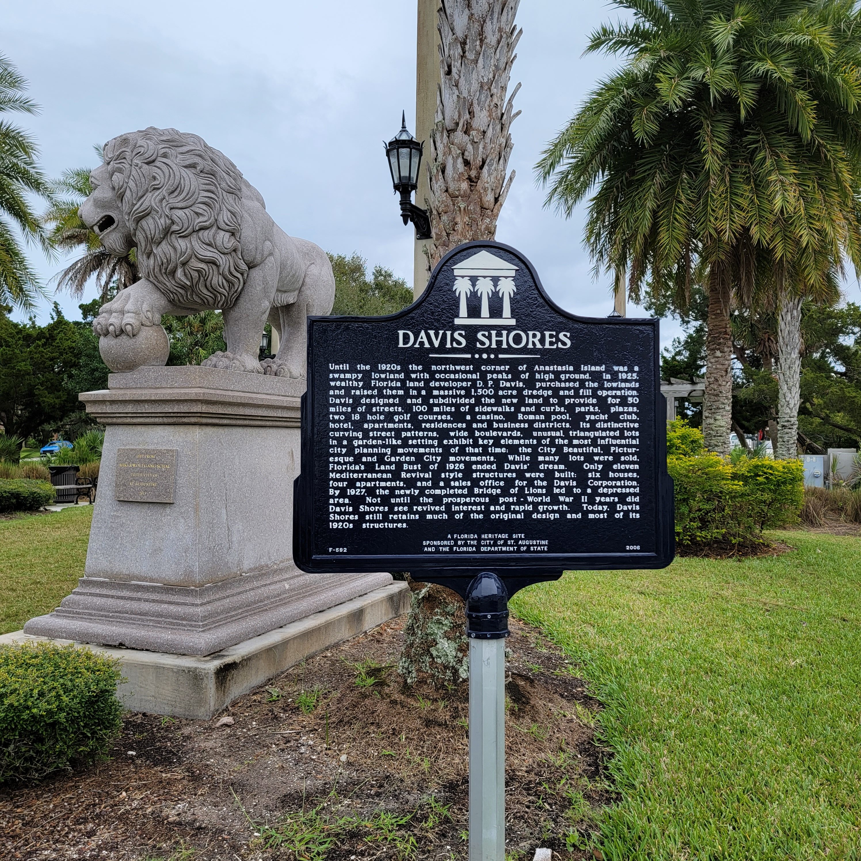 Lion's Bridge in St. Augustine Florida historical marker