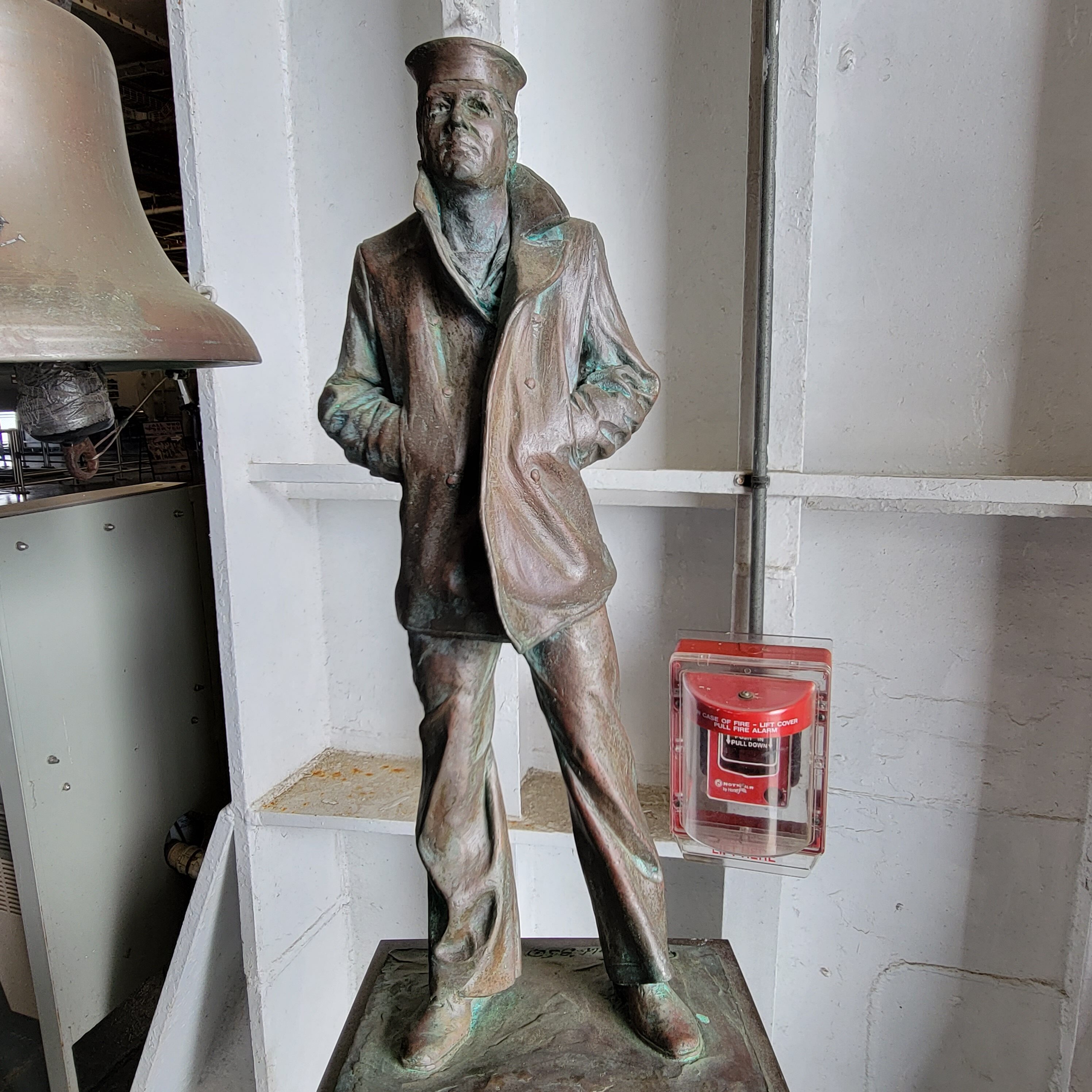 U.S. Navy bronze statue on USS Yorktown