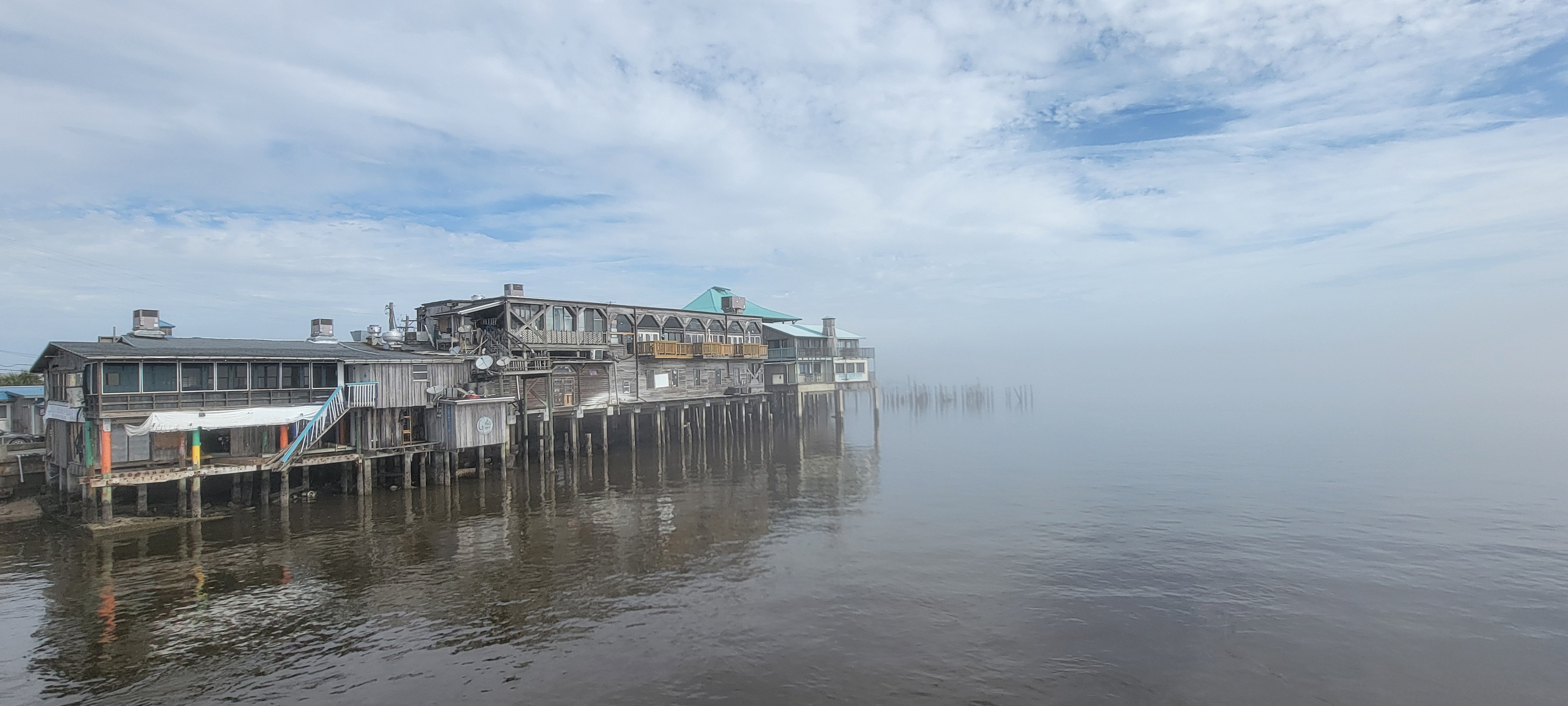 Cedar Key Florida gulf on a foggy day