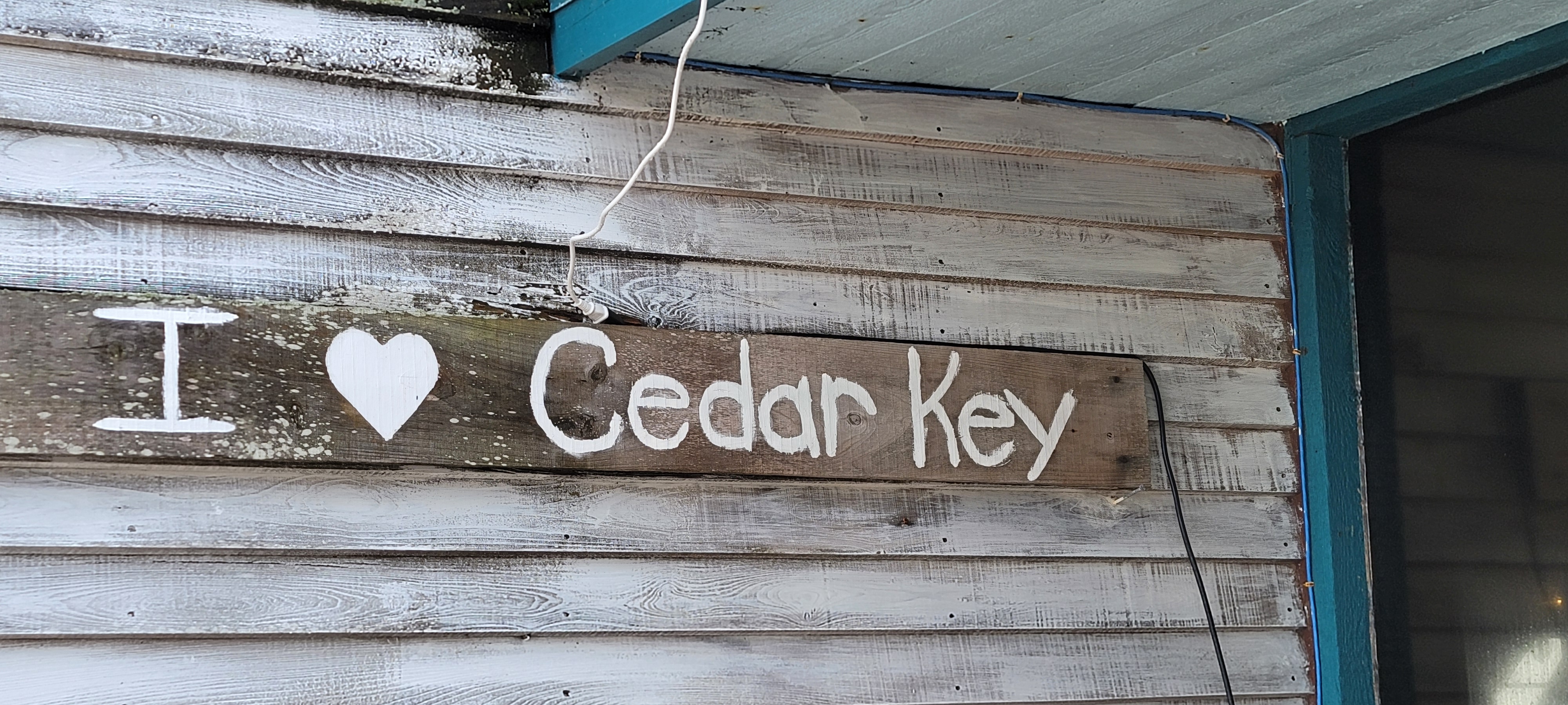 Cedar Key signage on old buildings in Florida