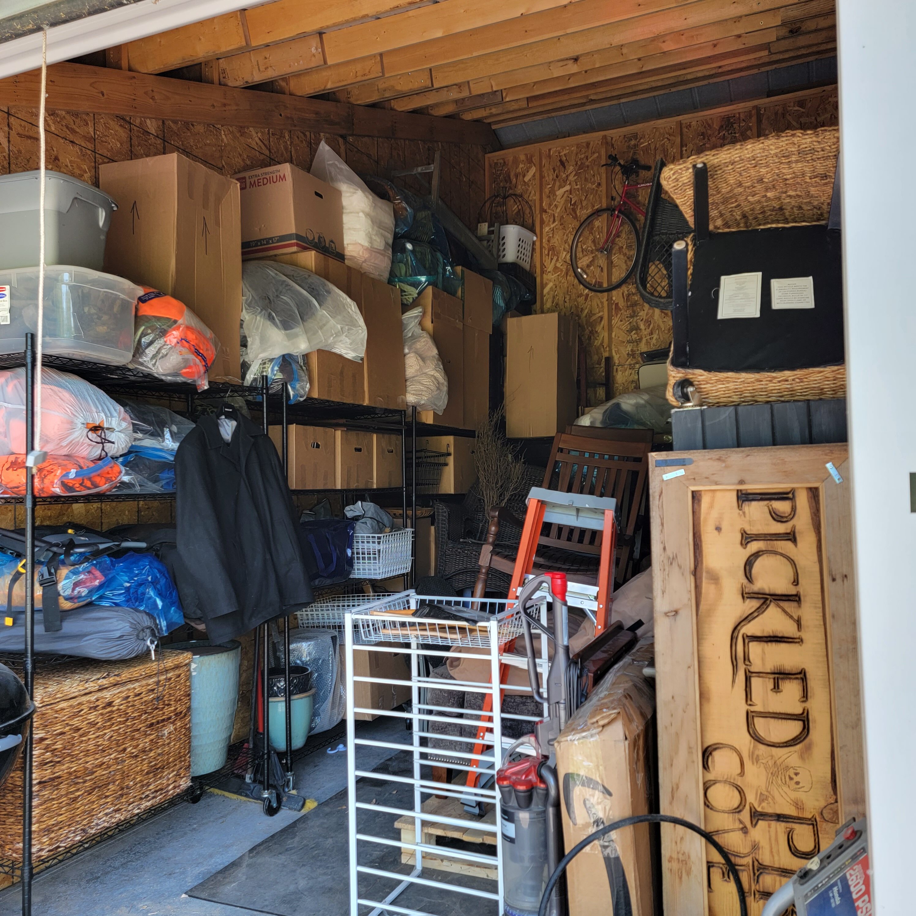 RV shed before emptying it out to begin the fulltime life on the road