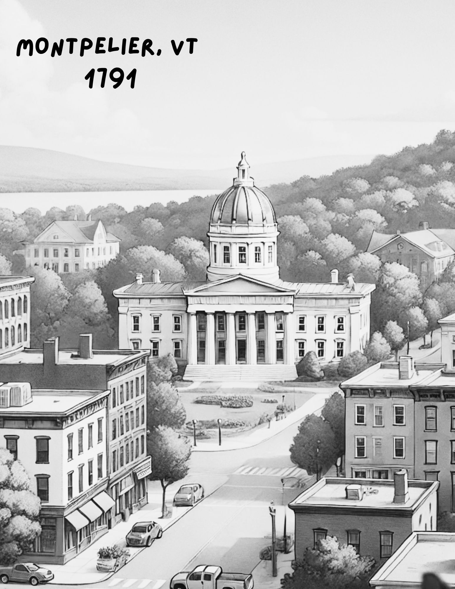 Grandma and Grandpa's Traveling House in the NE USA coloring book content