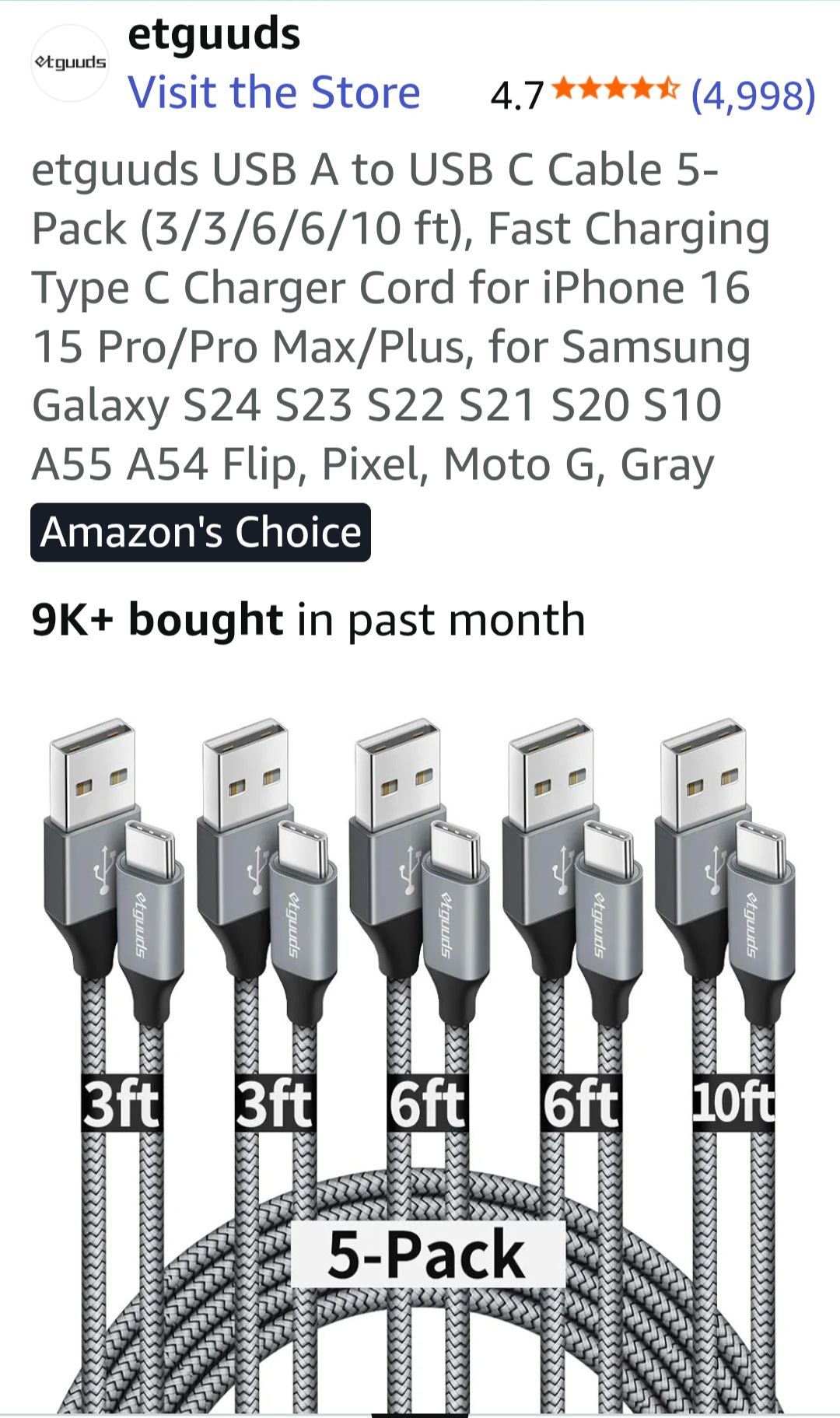 Product - Charging cables