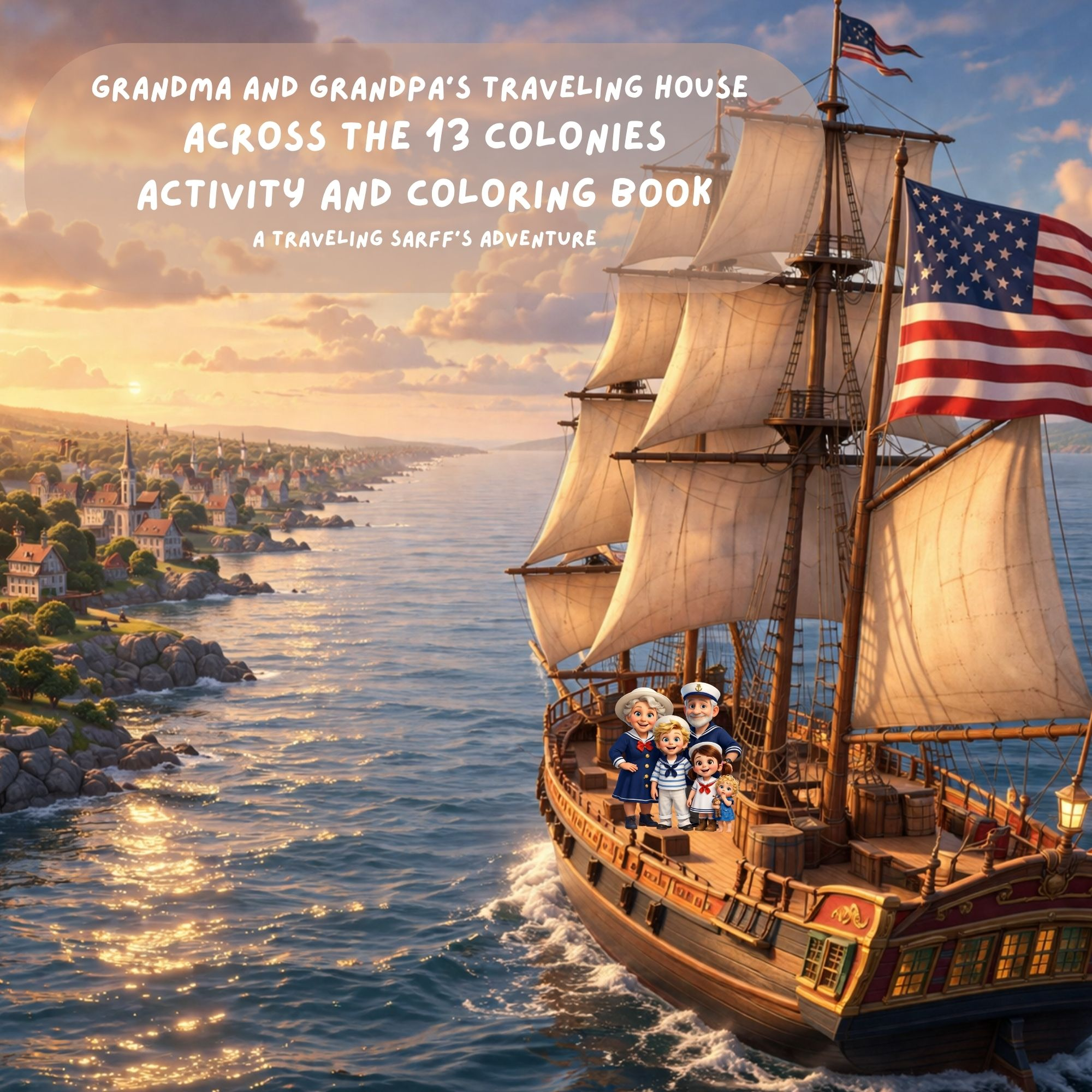 Grandma and Grandpa's Traveling House 13 Colonies Activity and Coloring book cover