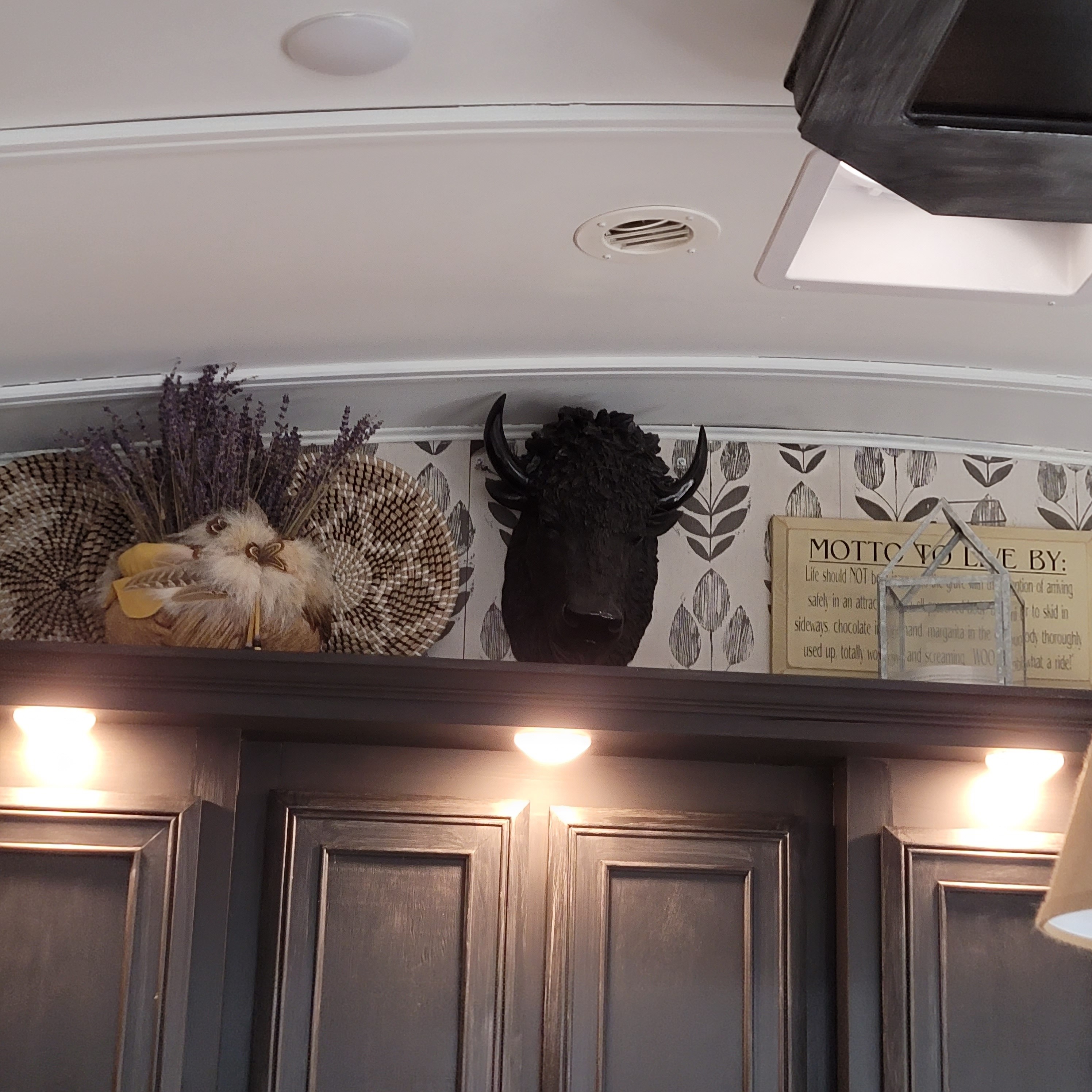 Homer the RV Kitchen update above cabinets