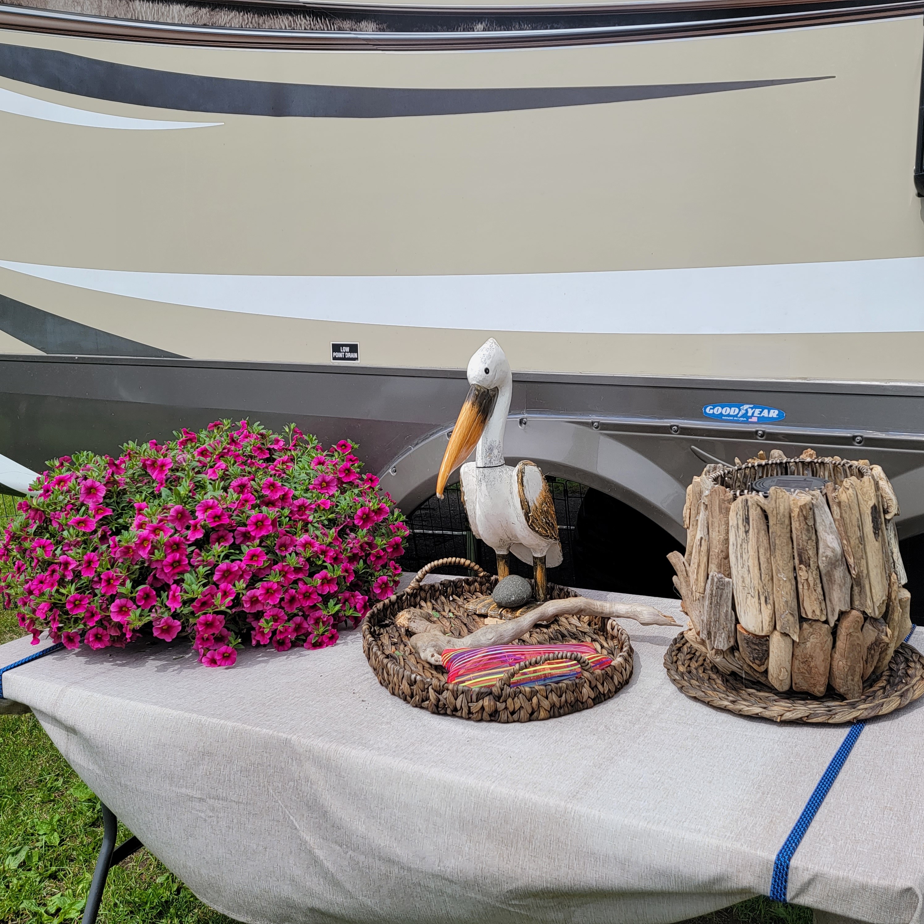 Homer the RV outside setup with the personal touch