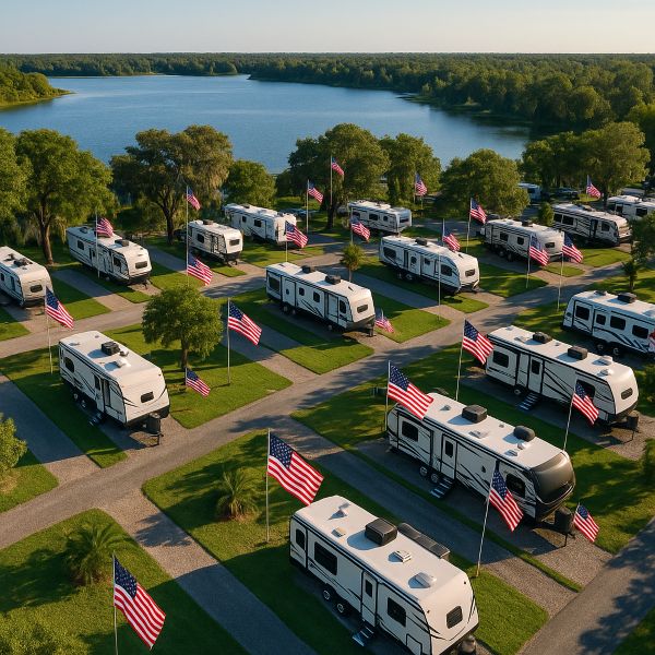Life in a RV park blog post header image for travelingsarffs website