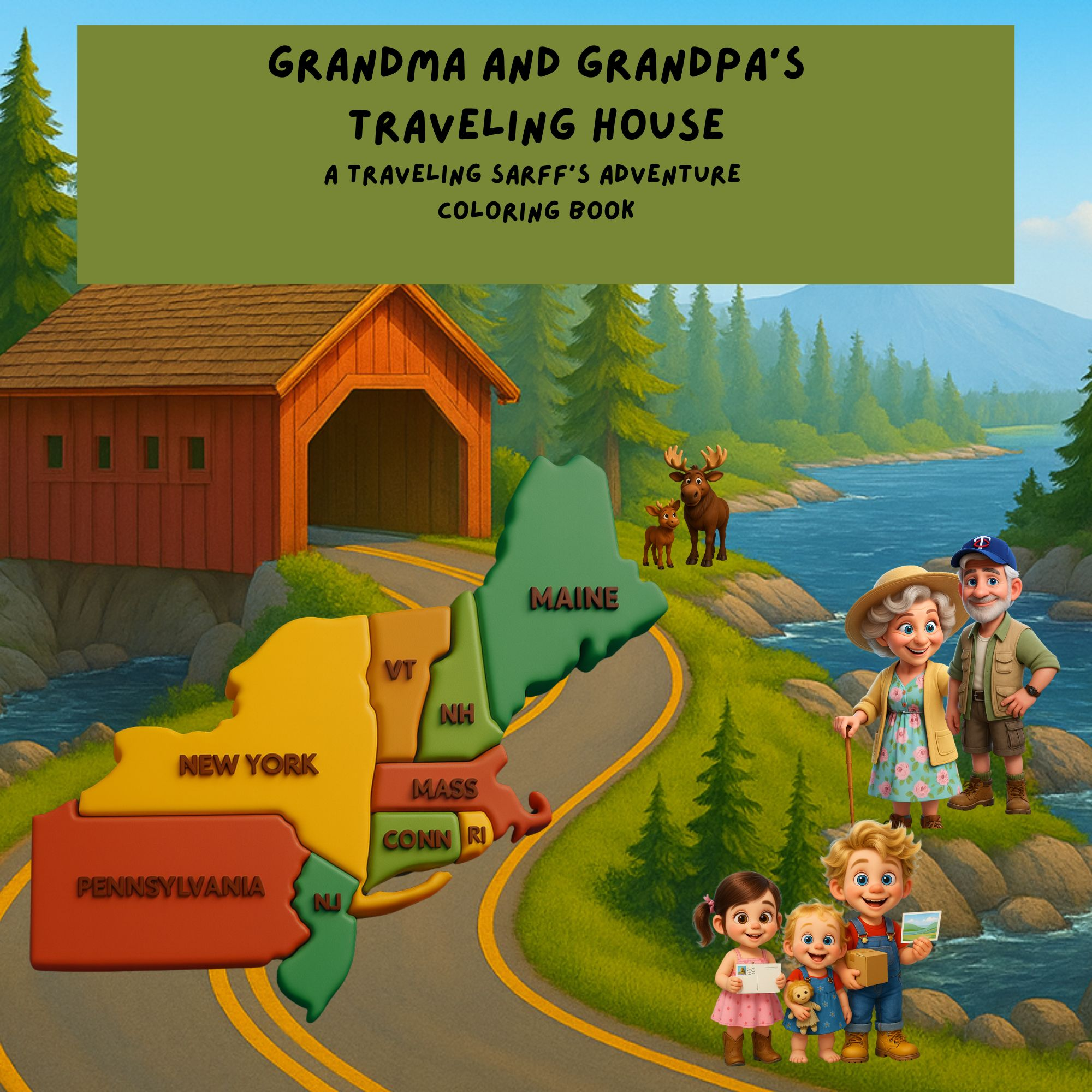 Grandma and Grandpa's Traveling House NE USA Coloring book